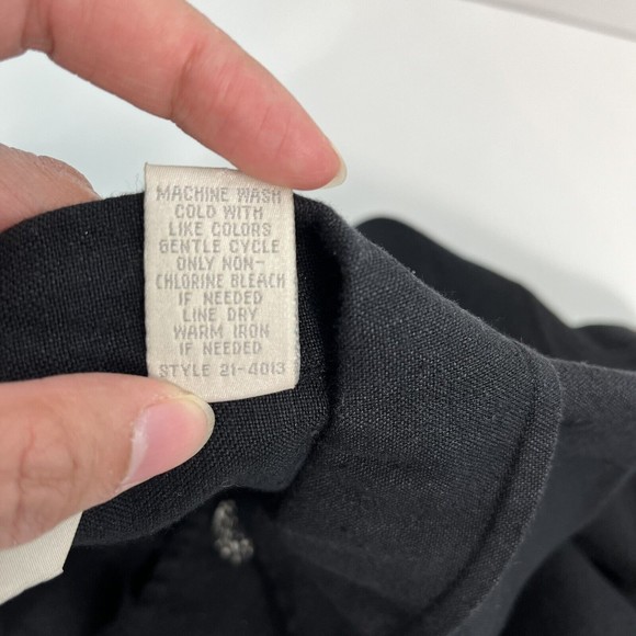 J. Jill Womens XS Linen Blend Button Up Blouse Relaxed Fit Minimalist LS Black - Picture 9 of 10